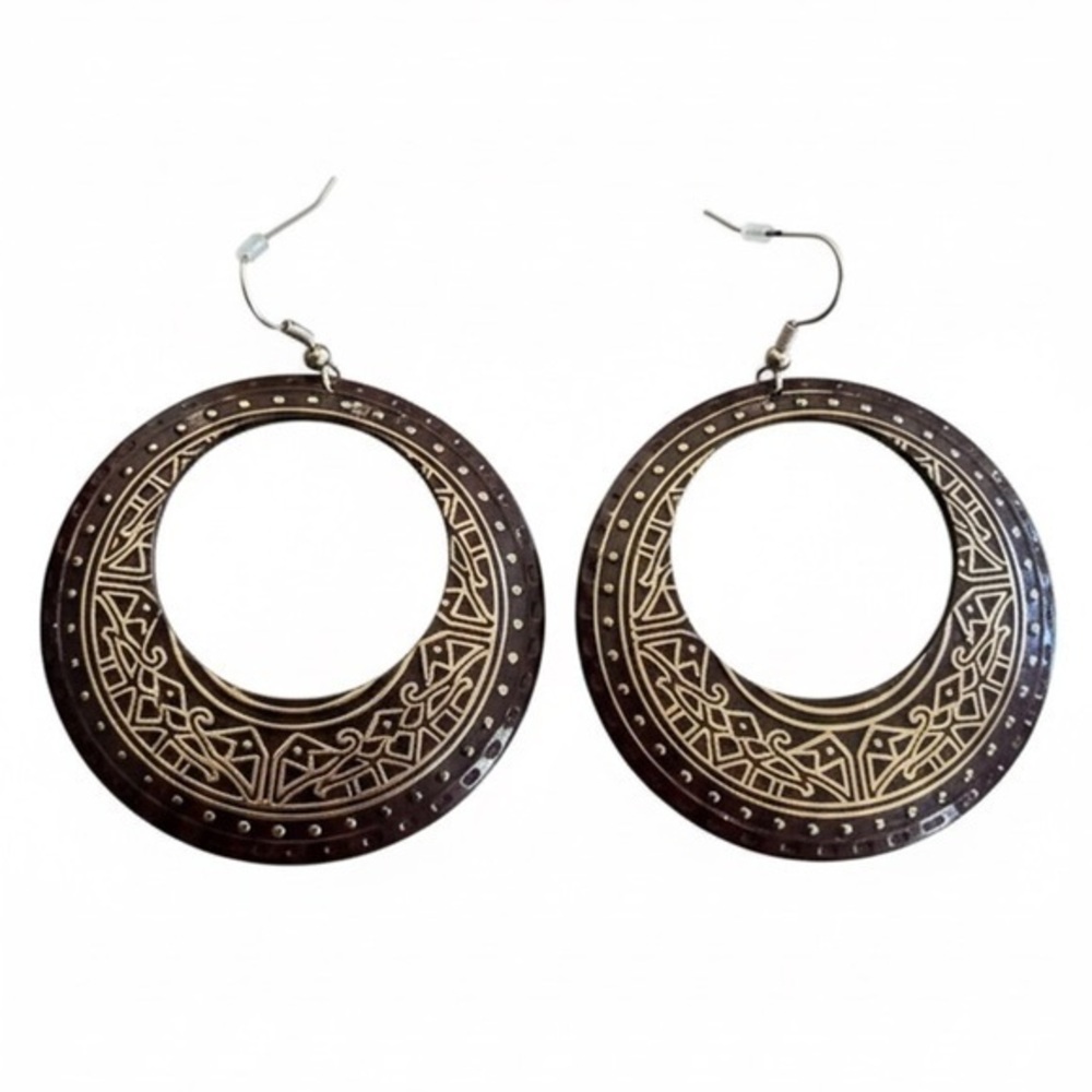 Brown and gold earrings